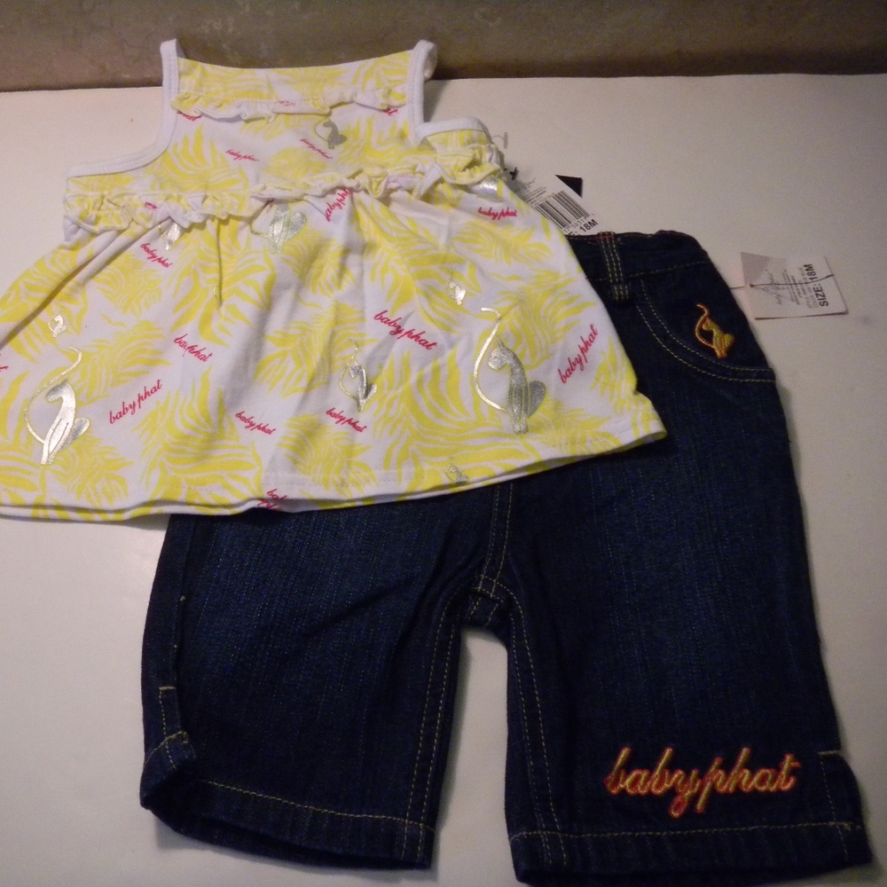 NWT baby phat toddler girl Jean set sz 18 mo